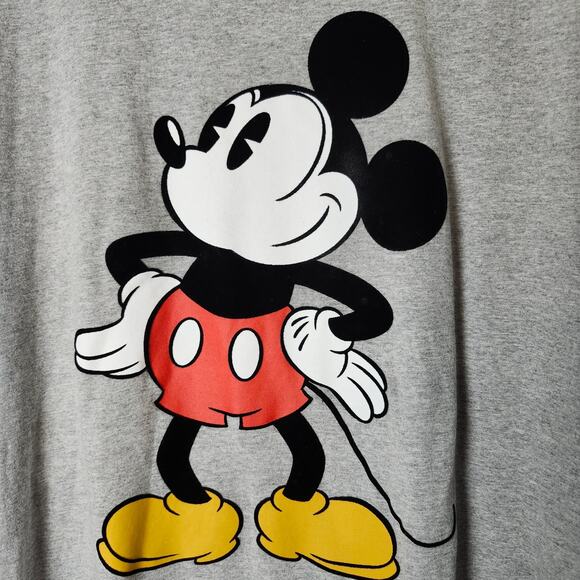 Disney Mickey Mouse Men's Short Sleeve T-Shirt Gray X-Large  Felt Logo - Picture 2 of 10